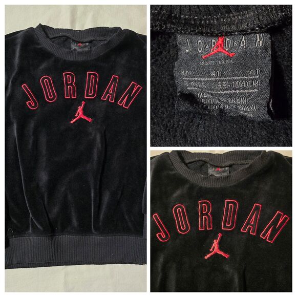 Jordan Crewneck Sweater Youth 4T Embroidered Polyester Red Black Soft Pullover - Picture 1 of 9